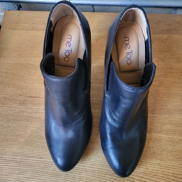 Me Too Black Leather Almond Toe Chunky Heels Womens Size 9.5M - Picture 8 of 13